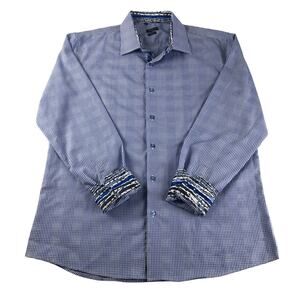 Rosso Milano Italy blue / white button down dress shirt XXL